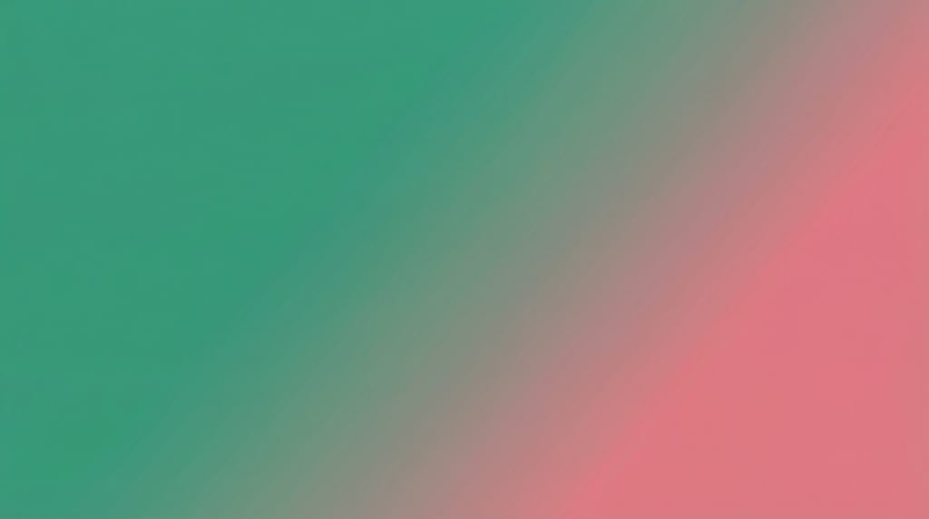 Bold diagonal gradient, rich seafoam green transitioning smoothly into warm rose