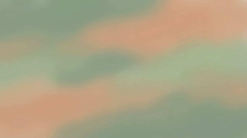 Ethereal gradient color field, soft rolling forms of muted sage green and warm dusty peach creating