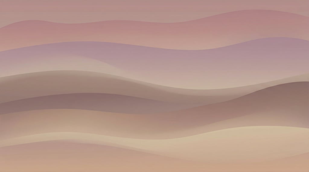 Contemplative abstract gradient, soft undulating color bands in muted mauve and warm sand