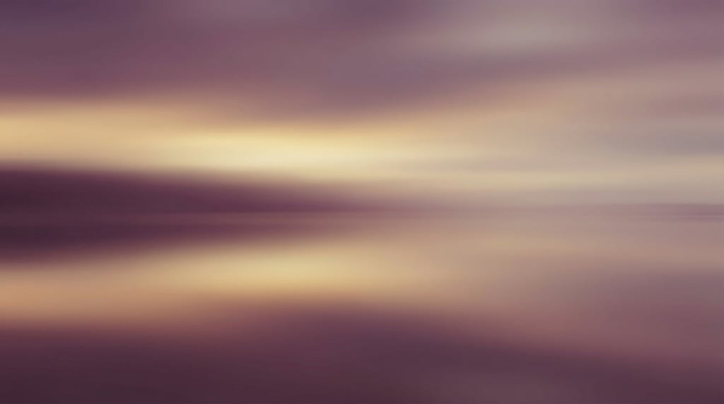 Atmospheric gradient landscape, soft rolling color bands in muted plum purple and warm pale gold
