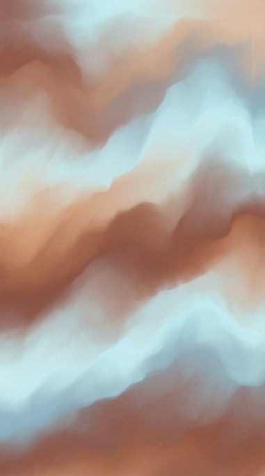 Ethereal gradient abstract, soft undulating bands of muted warm sienna and cool ice blue
