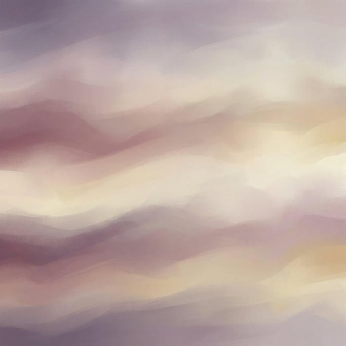 Dreamy gradient abstract art, soft flowing bands of muted heather purple and warm cream
