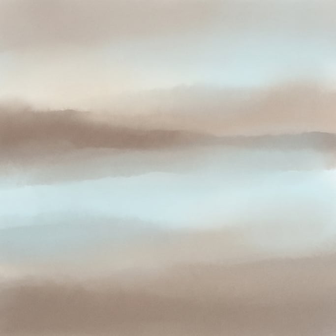Atmospheric gradient abstract, soft horizontal layers of muted warm taupe and cool pale blue