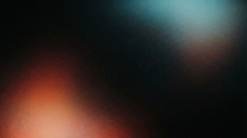 Moody film grain gradient, deep black canvas with soft opposing glows of warm vermillion at lower le