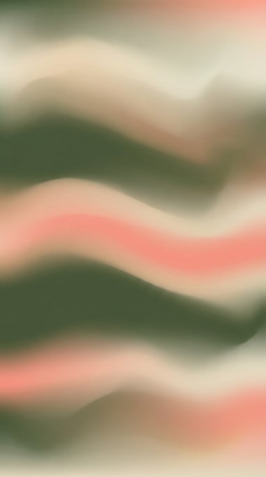 Dreamy abstract gradient art, gentle undulating color bands in muted deep olive and warm pale coral