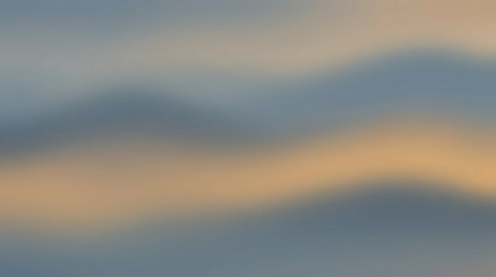 Atmospheric dreamy gradient, soft rolling bands of muted cool pewter blue and warm soft amber