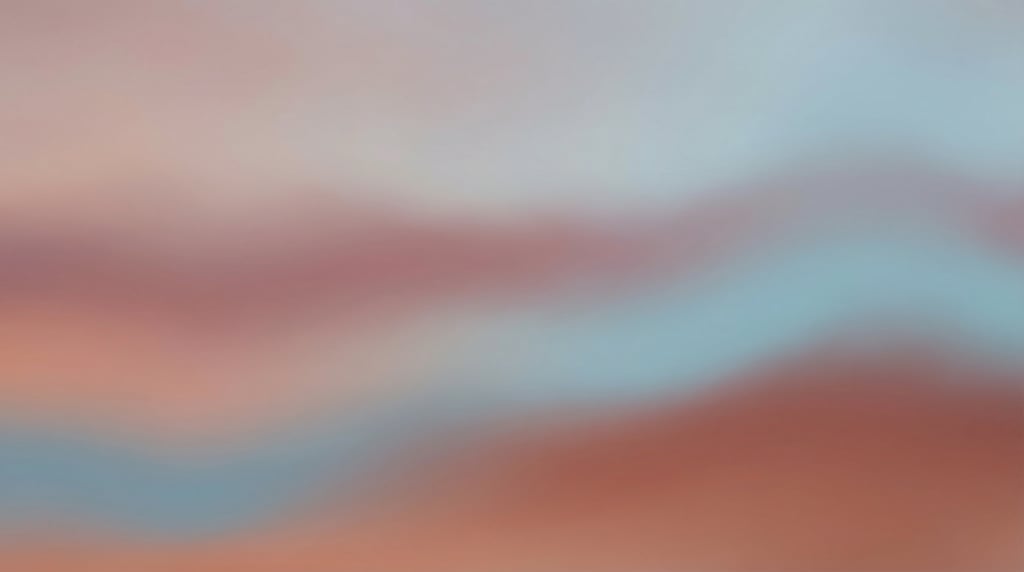 Atmospheric gradient landscape, soft flowing bands of muted warm terra rosa and cool misty blue