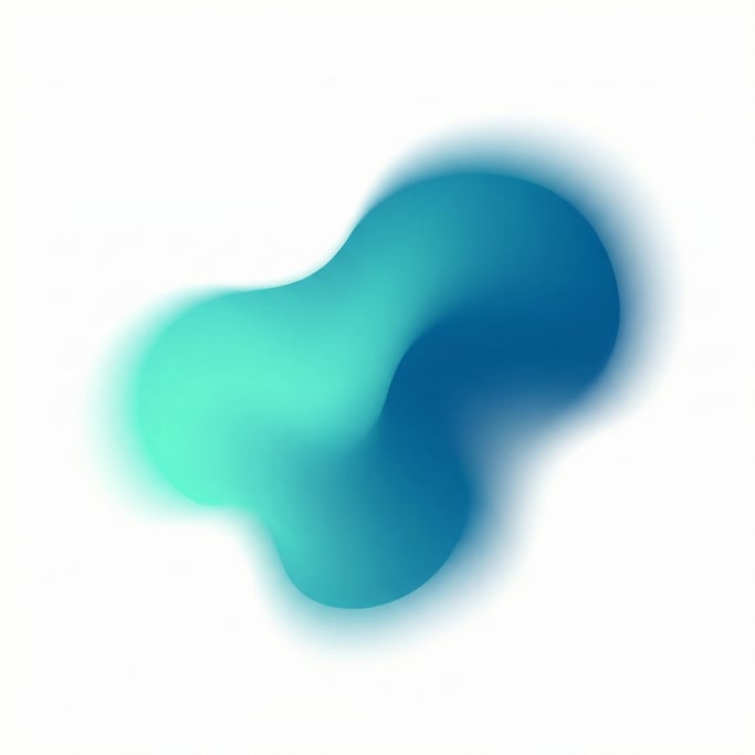 Minimal vector gradient design, single organic blob with bright-aquamarine-to-deep-marine gradient o
