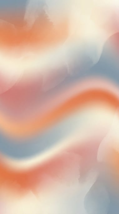 Dreamy abstract gradient art, gentle undulating bands of muted warm persimmon and cool ash blue