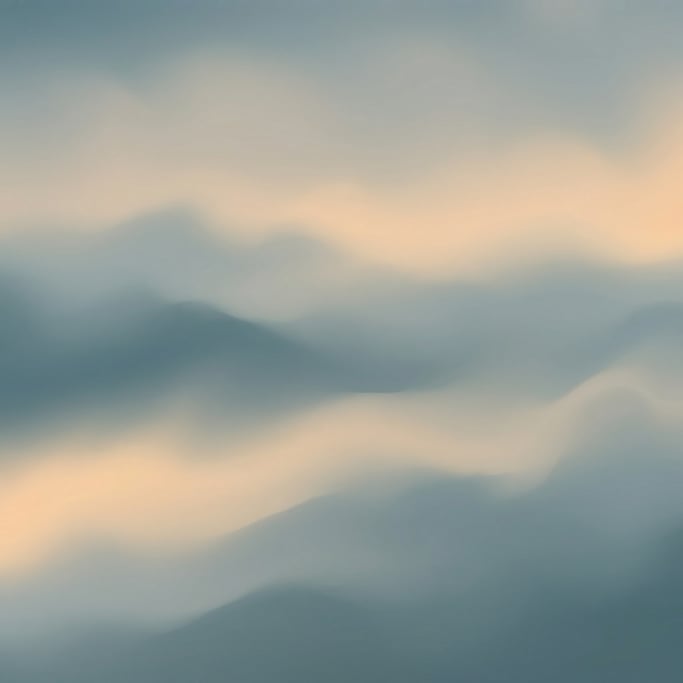 Contemplative dreamy gradient, soft undulating forms of muted cool marine grey and warm pale apricot