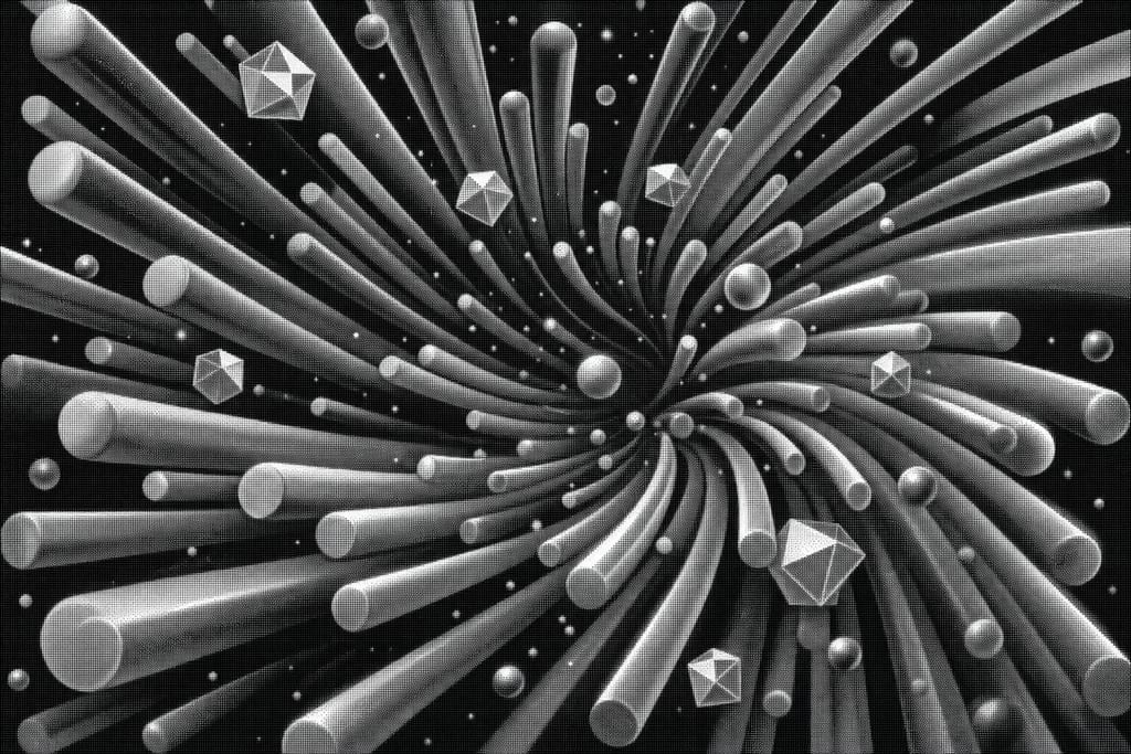 Celestial dance of elongated cylinders spiraling in cosmic harmony