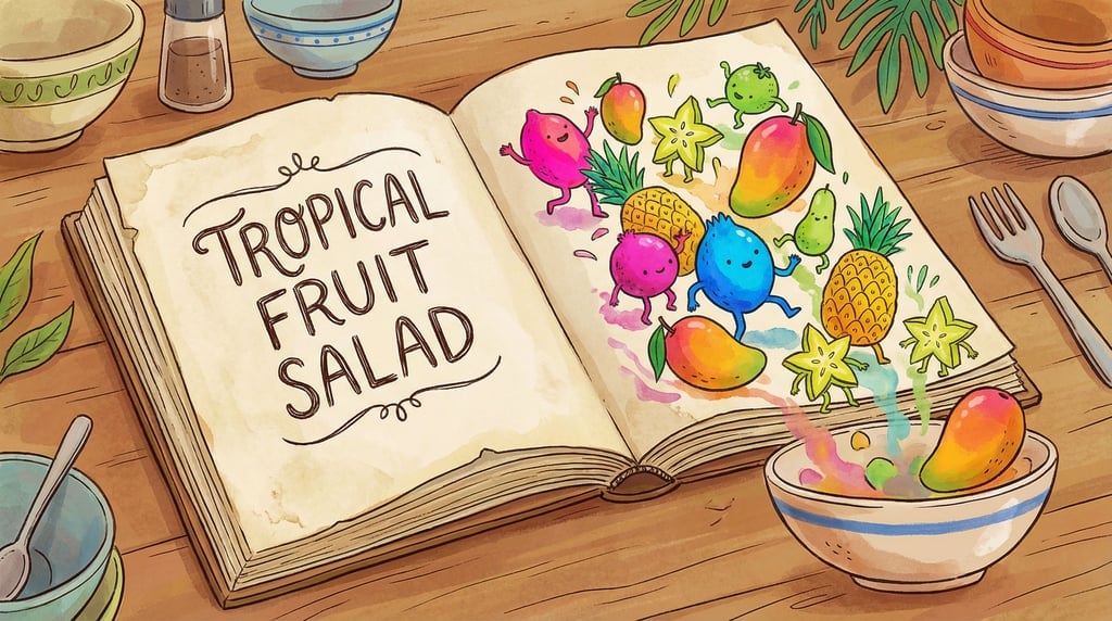 An open cookbook where the illustrated recipe on the page has come to life (mjpbpeau)