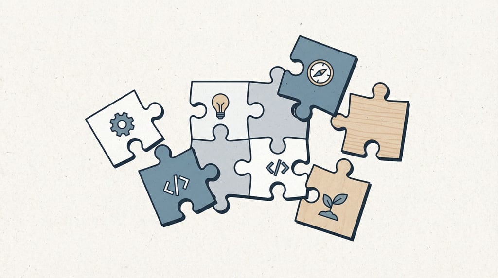 Jigsaw puzzle pieces floating together mid-assembly in the air (4zugsich)