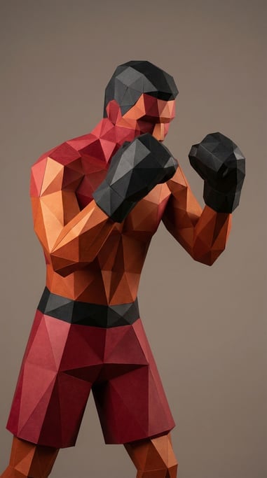 Geometric low-poly facets in varying shades of deep red