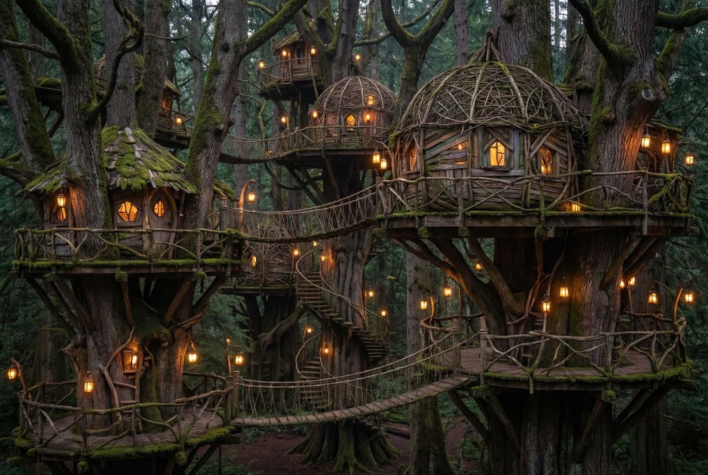Enormous ancient trees host a fantastical treehouse city