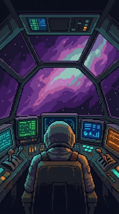 Surrounded by screens and controls