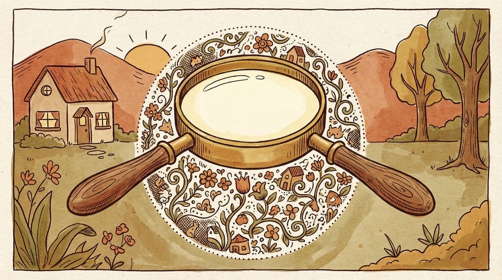 A magnifying glass hovering over a simple scene (mxfnt2d)