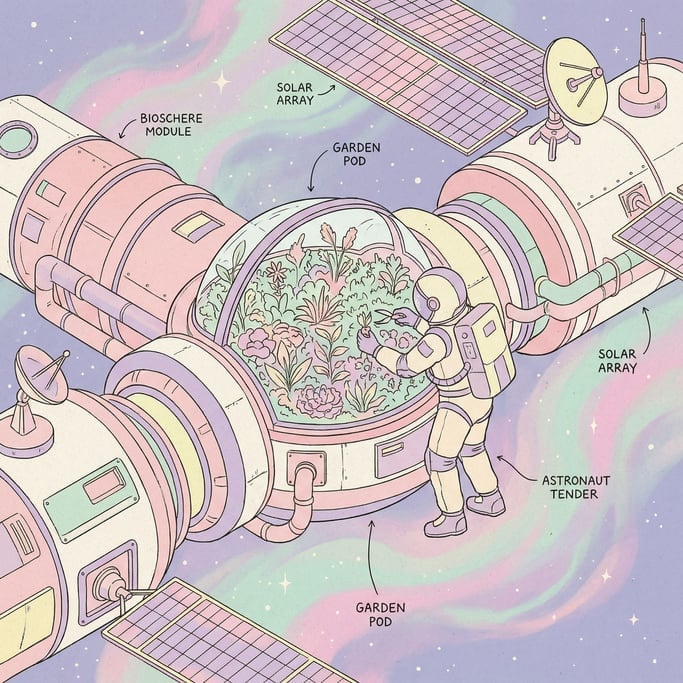 An astronaut floating outside a space station (u690fiov)