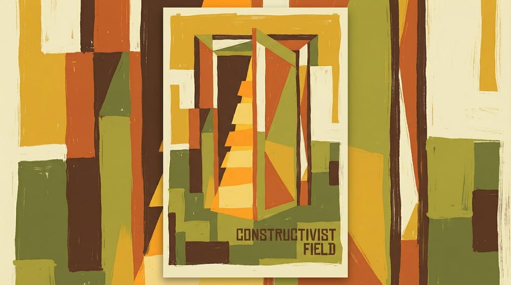 A door standing alone in the middle of an open grass field, slightly ajar (pbeeuxyk)