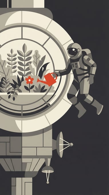 An astronaut floating outside a space station (zi8y5jku)