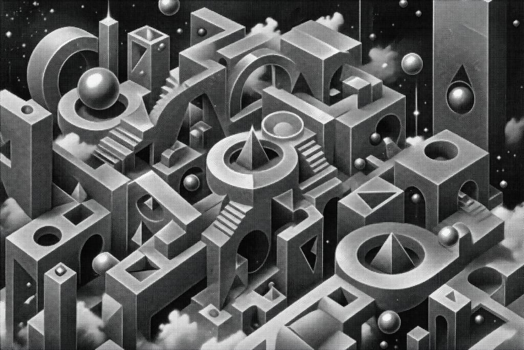 Abstract cityscape of impossible architecture