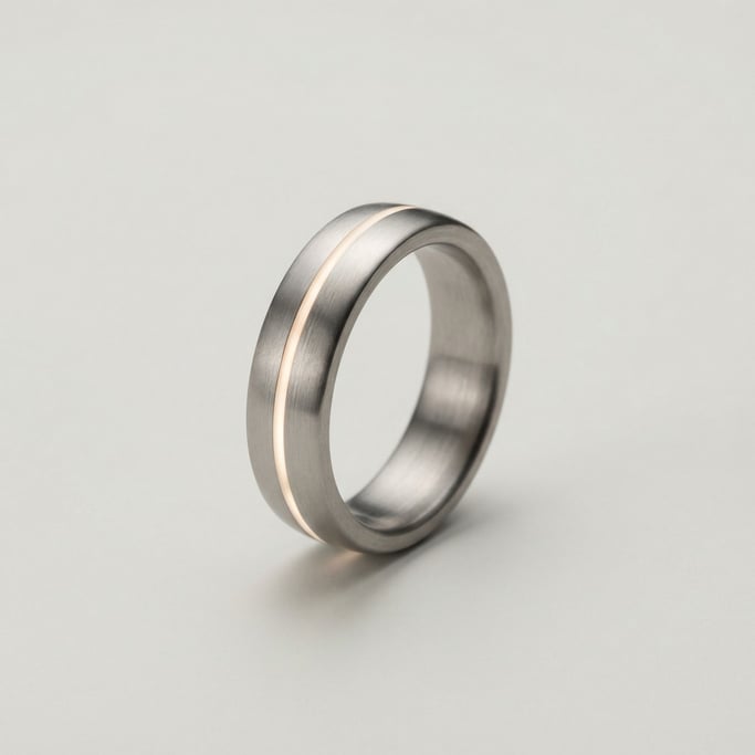 Titanium smart ring with a brushed satin finish and a subtle embedded micro LED indicator strip