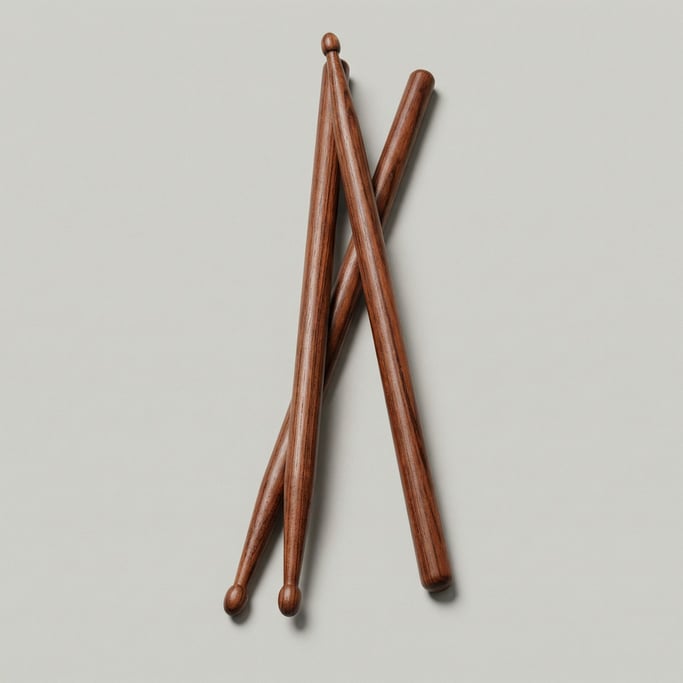 Pair of rosewood drumsticks with rounded nylon tips