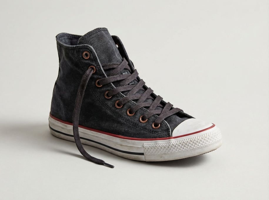 Canvas high-top sneaker in washed black with a white vulcanized rubber sole