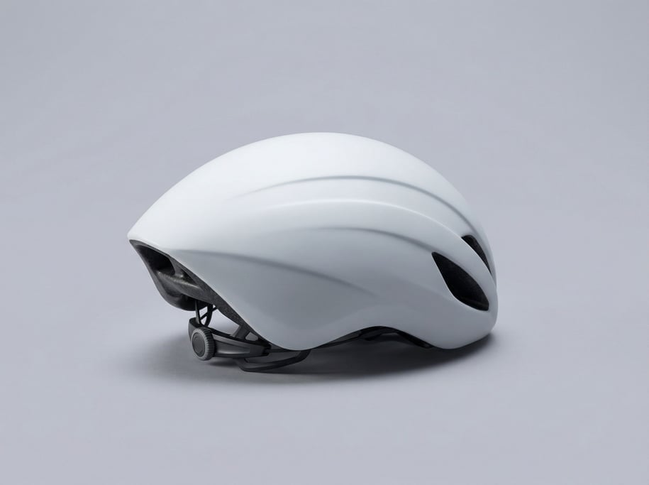 Carbon fiber road cycling helmet in matte white with aerodynamic elongated tail vents and an adjusta
