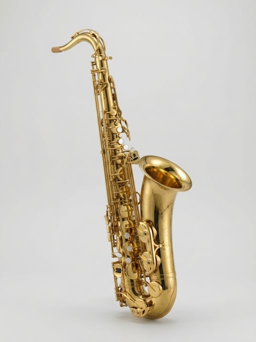 Tenor saxophone in lacquered gold brass with mother-of-pearl key touches and an engraved bell rim fl