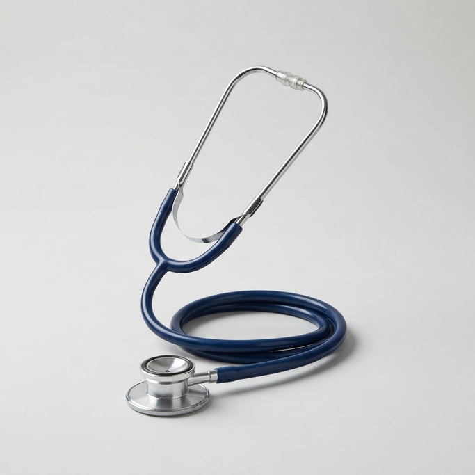 Polished stainless steel stethoscope with a dual-head chest piece