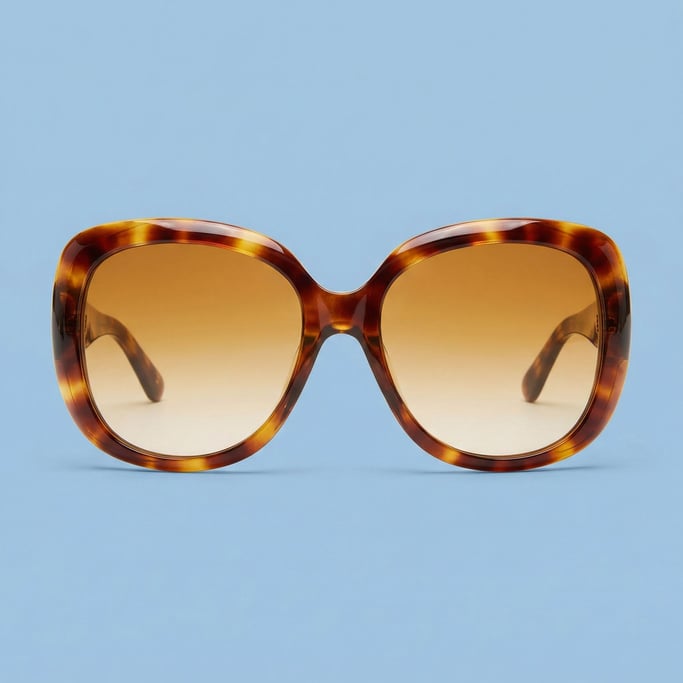 Oversized tortoiseshell acetate sunglasses with amber gradient lenses