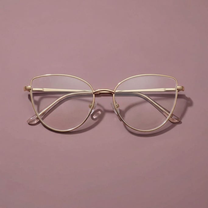 Cat-eye prescription glasses with thin gold wire frames