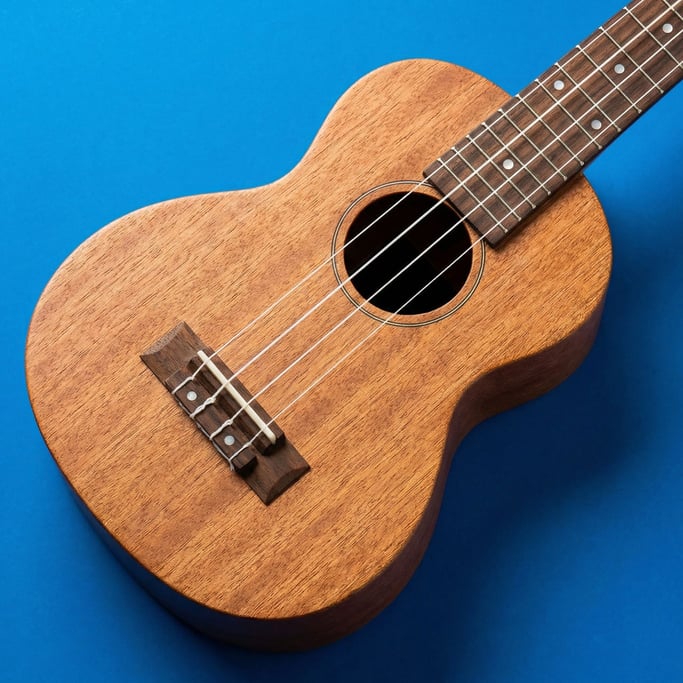 Soprano ukulele in natural mahogany with white nylon strings