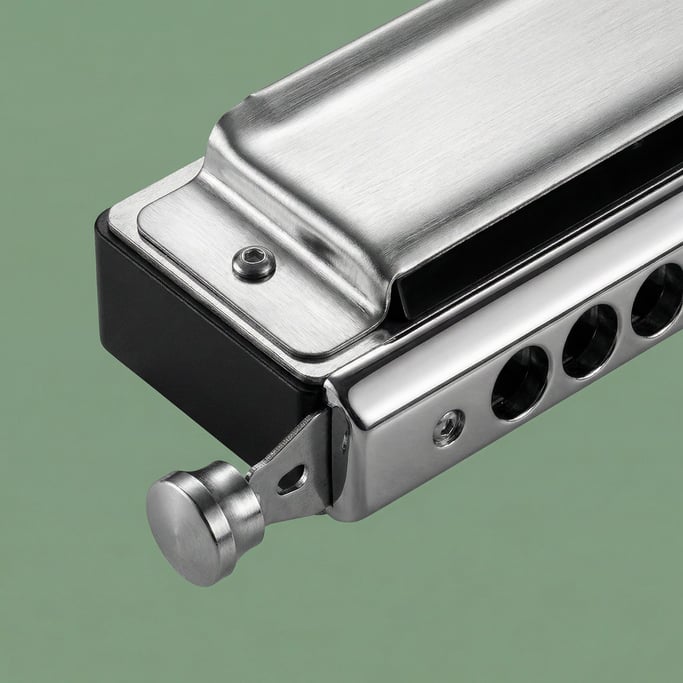 Chromatic harmonica in stainless steel with a matte black comb