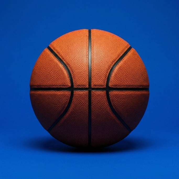 Official size basketball with deep orange pebbled leather and black channel lines