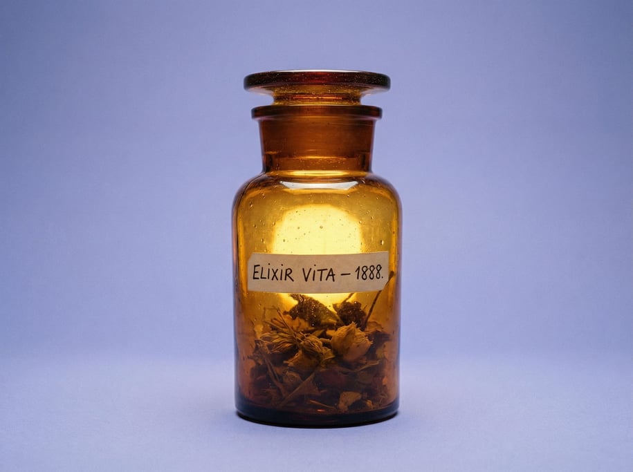 Vintage apothecary jar in amber glass with a ground glass stopper