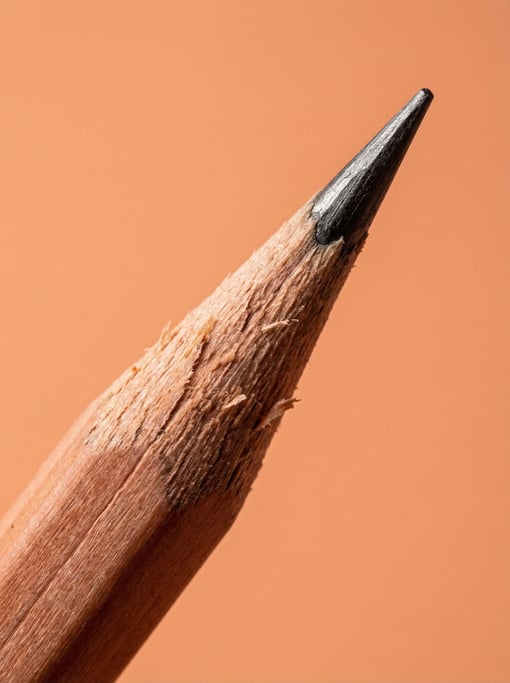 Single graphite pencil in cedar wood, freshly sharpened to a fine point