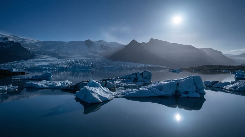 Icebergs floating in a glacial lagoon (qbapzuzk)