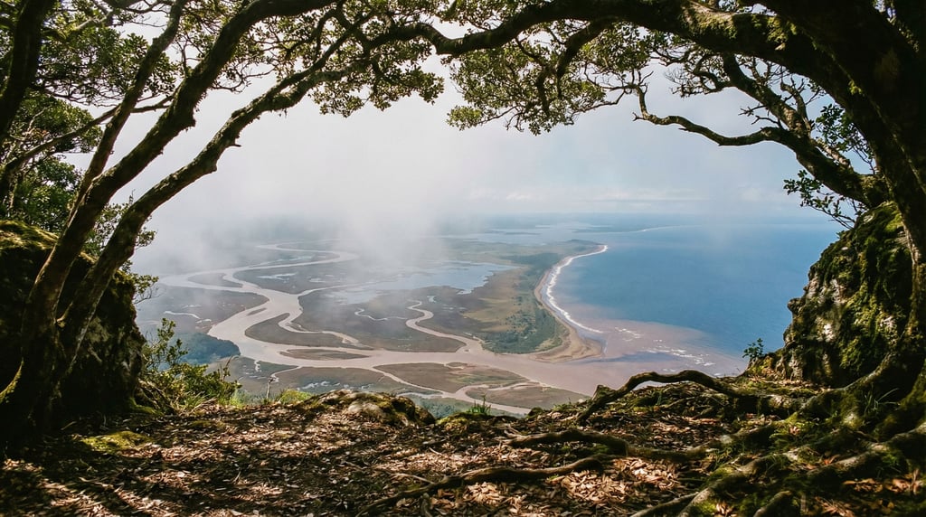 River delta branching into the sea seen from high above (vqhz86tk)