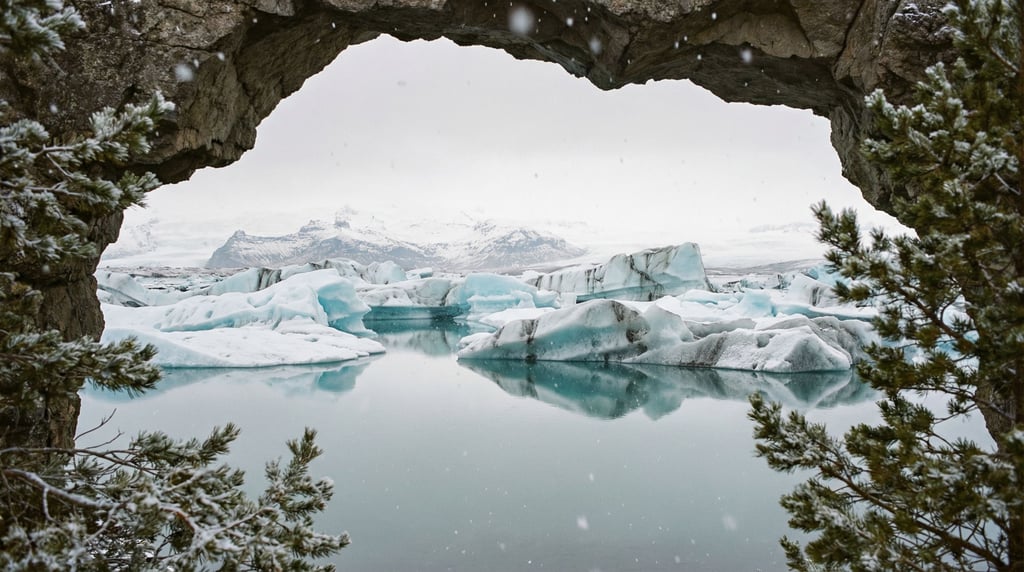 Icebergs floating in a glacial lagoon (asok4nan)