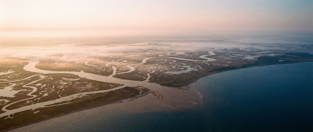 River delta branching into the sea seen from high above (ivsvrogk)