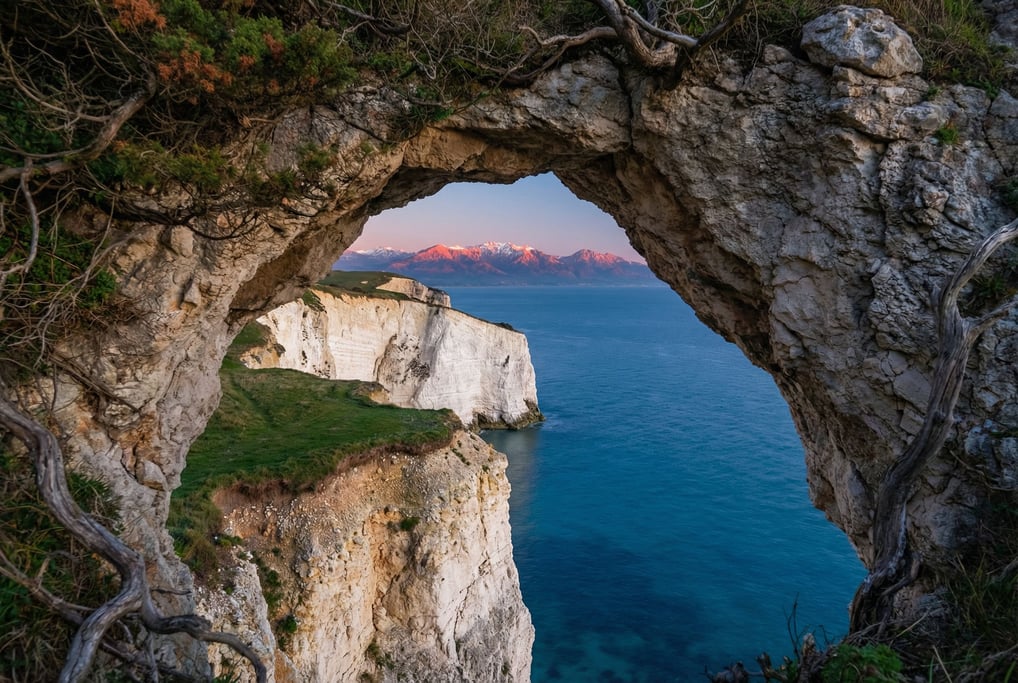 White chalk cliffs dropping vertically into deep blue sea (o7okapsv)