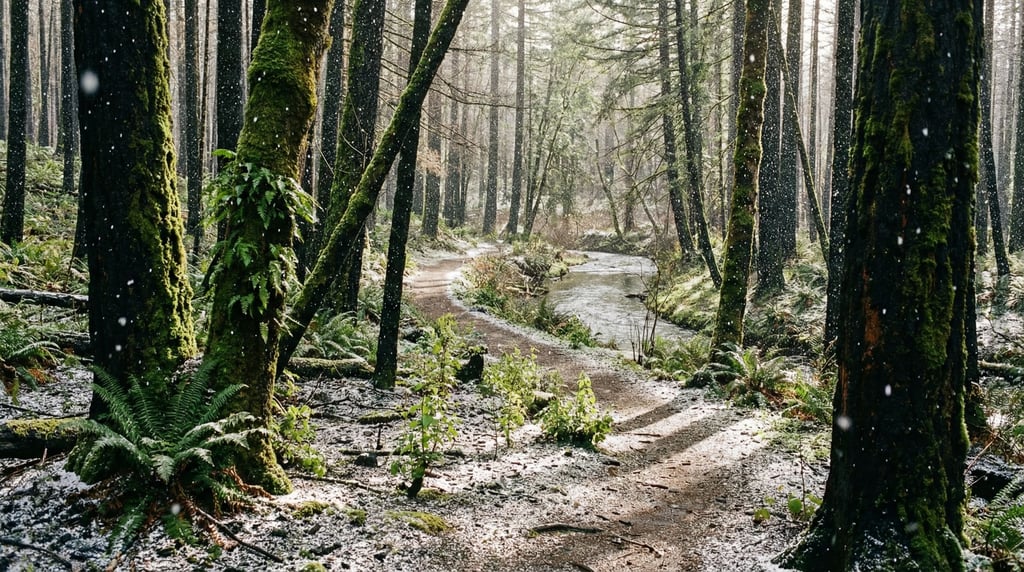 A burned forest regenerating, blackened trunks with bright green new growth pushing through ash-cove (wp6cki9b)