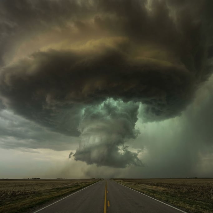 A supercell thunderstorm over the Nebraska plains
