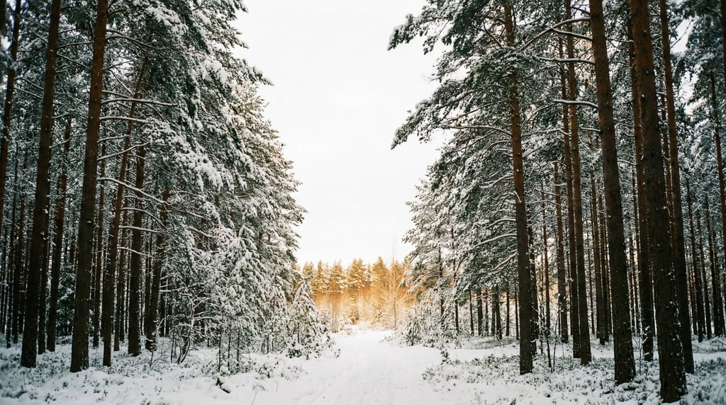 A pine forest after heavy snowfall