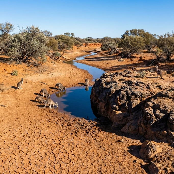 A dry river bed in the Australian outback