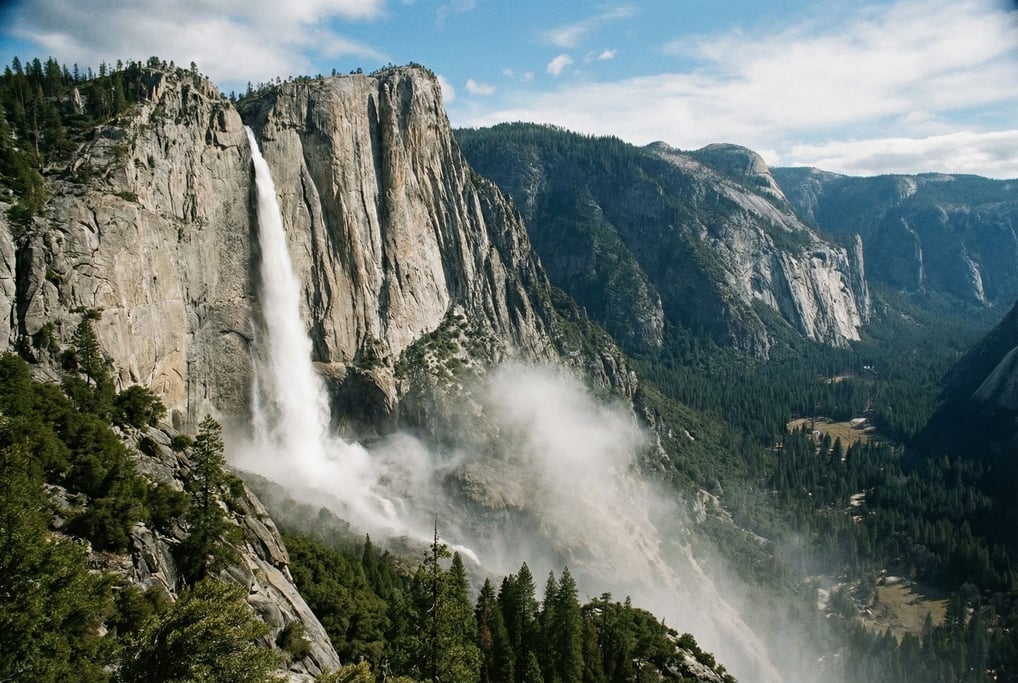 A hanging valley and waterfall in Yosemite