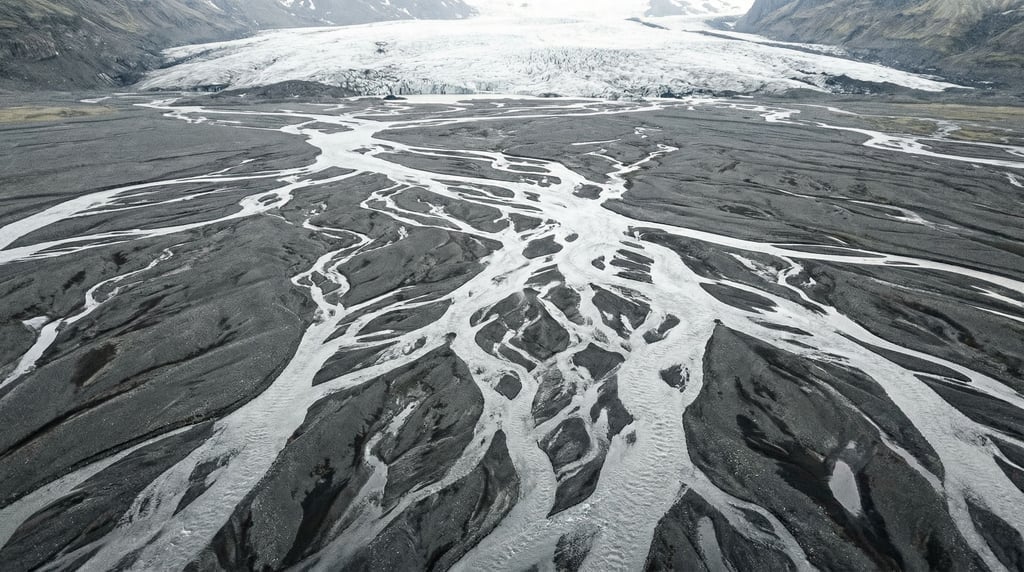 A glacial outwash plain in Iceland