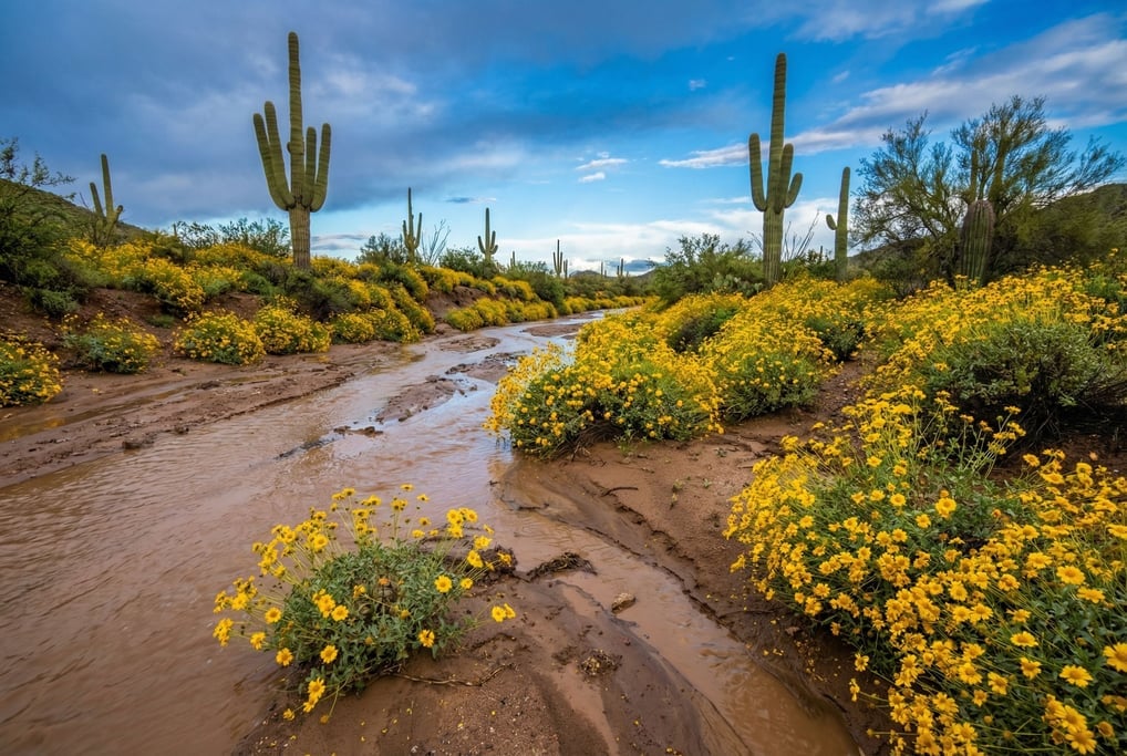 A desert wash after a flash flood